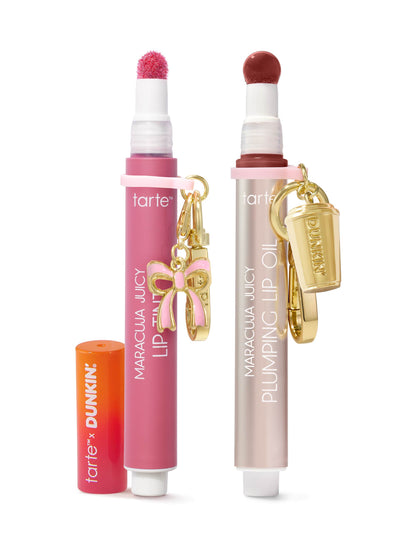 tarte x Dunkin' maracuja juicy lip tint & plumping oil duo + FREE charm